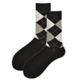 thumbnail image 3 of Calcetines de algodón para hombre de gran tamaño con diseño de rombos clásicos de otoño e invierno, de estilo británico, de color liso, 3 of 5