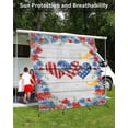 thumbnail image 3 of 4th of July RV Awning Sun Shade Screen 9'X7' American Flag Love Heart Mesh Sunscreen Poppy Flower Wood Awning Shade Screen with Zipper UV Blocker Completed Kits for RV Motorhome Camper, 3 of 7