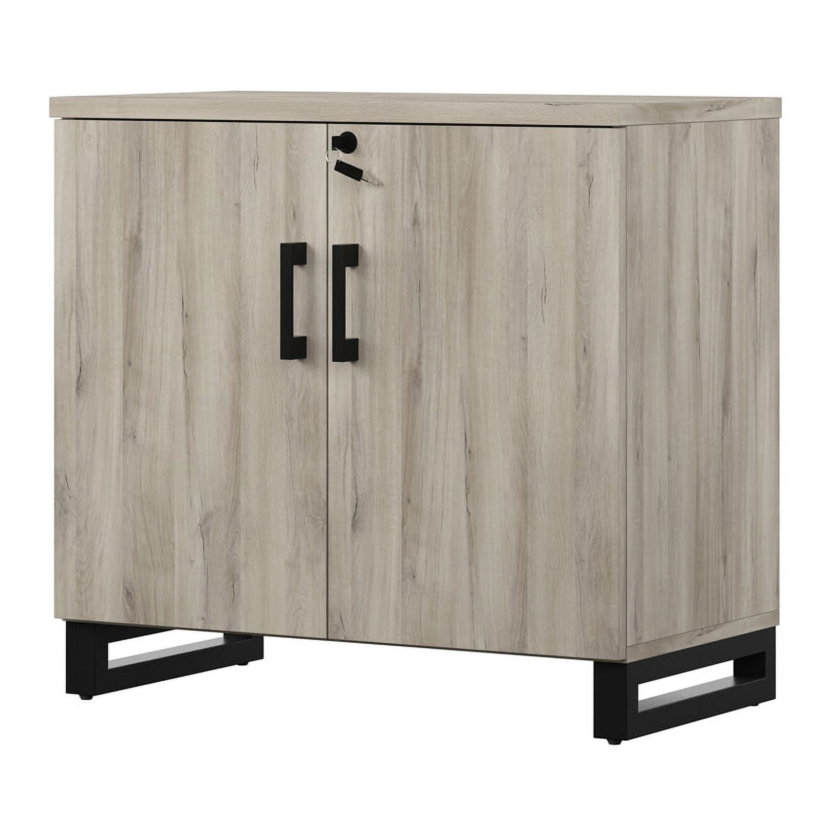 HomeFare Industrial Farmhouse 2 Door Storage Cabinet Gray Weathered Oak