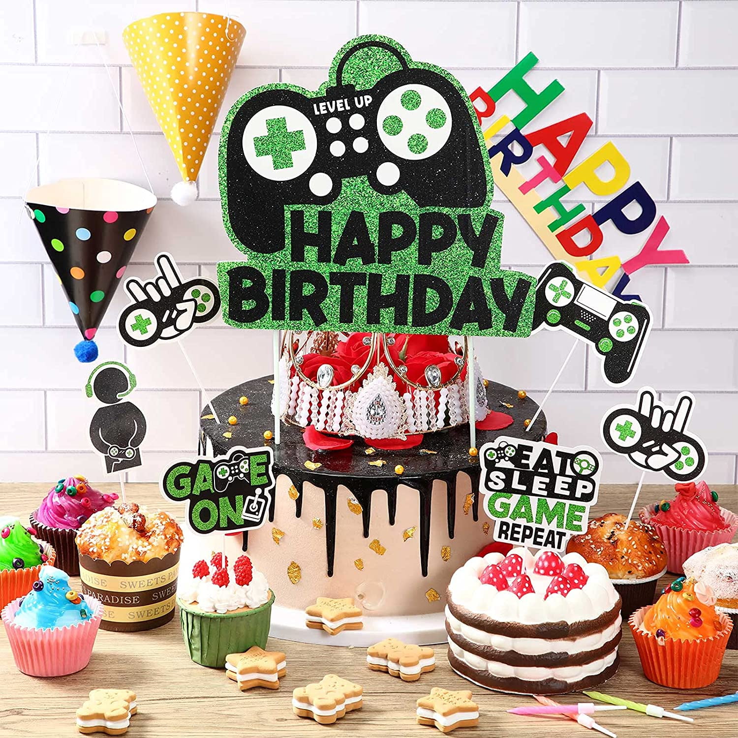 31 Piece Video Game Cake Toppers Happy Birthday Video Game Cupcake Picks  Gaming Theme Cupcake Topper Birthday Party Banner Game Controller Birthday  Party Game Backdrop for Kid Gaming Themed Birthday | Walmart Canada