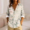 thumbnail image 1 of Uootdi Boho Long Sleeve Shirts for Women V Neck Button Down T Shirts Casual Loose Fit Floral Print Basic Tops Tees Blouses Gift, 1 of 6