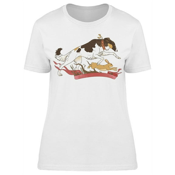 Borzoi Dog With Rabbit T-Shirt Women -Image by Shutterstock, Female x-Large