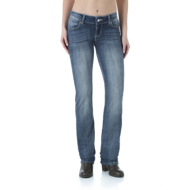 Wrangler Wrangler Women S Dark Wash Stretch Mid Rise Straight Leg Jeans Walmart Com Walmart Com