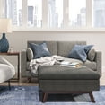 thumbnail image 4 of Owen 34 inch Wide Mid-Century Modern Coffee Table Storage Ottoman in Ebony Tweed Look Fabric, 4 of 8