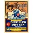 thumbnail image 2 of Vintage Booze Labels 12x14 Black Ornate Wood Framed with Double Matting Museum Art Print Titled - Royal Knight Distilled Dry Gin, 2 of 4