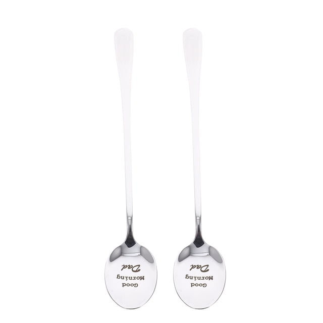 2 unids Sopa Spmoon Spoons Cucharas Cucharas de acero inoxidable Mango largo Spoons