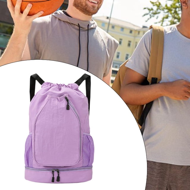 Mochila de baloncesto, bolsa de baloncesto, soporte decorativo, organizador versátil, bolsa para raqueta de bádminton, mochila de tenis para acampar, Púrpura
