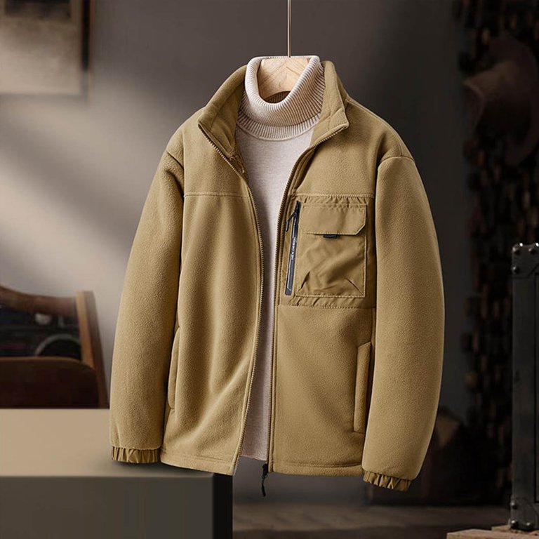 TFEOQRY Casual Jacket for Men Solid Color Zipper Overcoat with