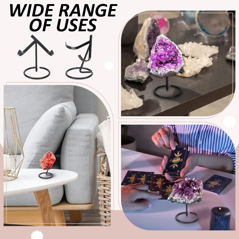 6 Pcs Metal Holder Iron Easel Stands Holder Decorative Ball Stand for Rocks Geodes Heart Stones Black for diy