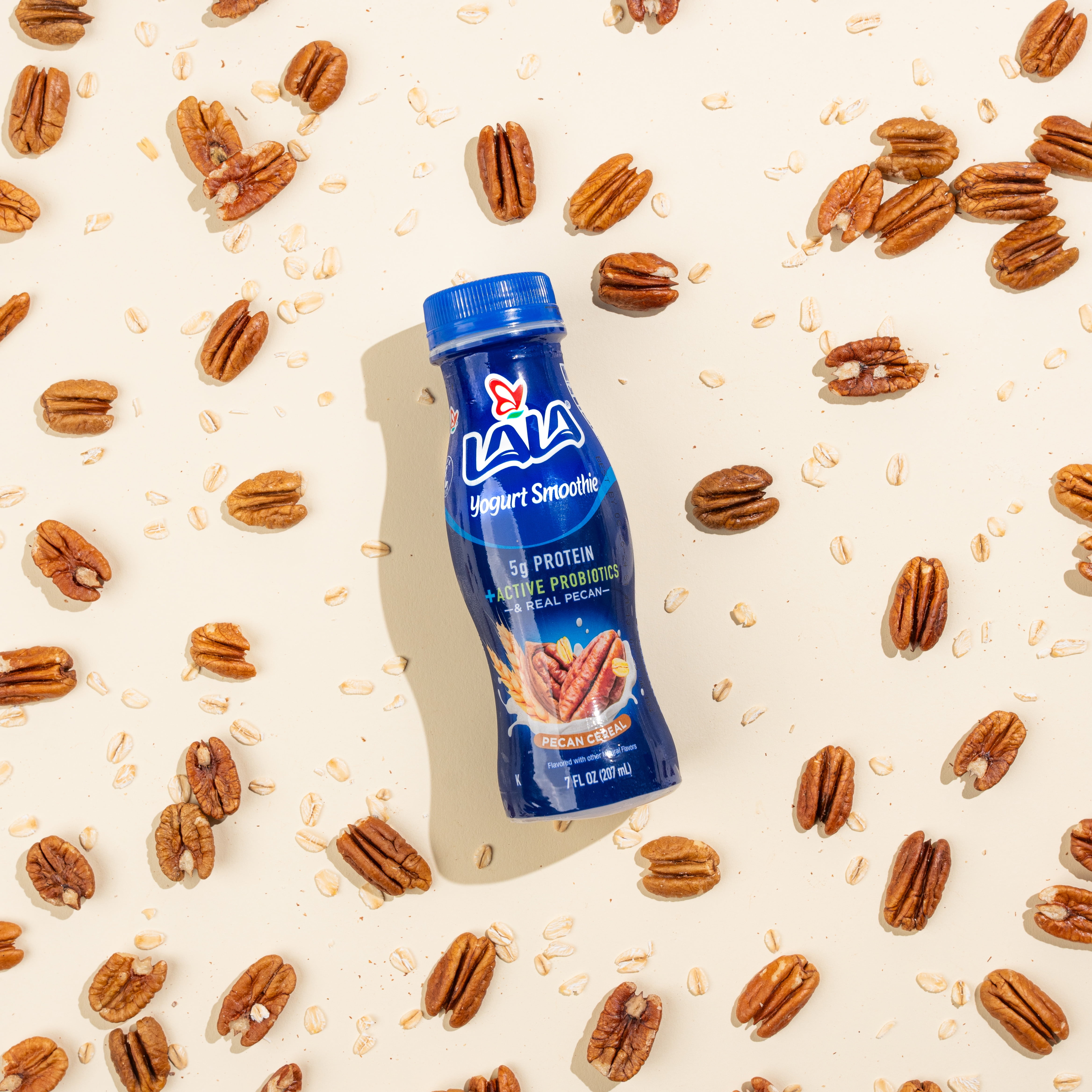 LALA Probiotic Protein Yogurt Smoothie Drink for Kids and Adults, Pecan Cereal, 7 oz Plastic Bottle (4 Ct)
