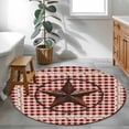 thumbnail image 4 of Retro Mottled Washable Round Area Rug 3 ft, Country Star Berry Farmhouse Red Buffalo Plaid, Soft Non Slip Rugs Stain Repellent Indoor Felt Carpet for Living Dining Room Bedroom Home Office, 4 of 9