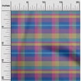 thumbnail image 1 of oneOone Cotton Jersey Blue Fabric Madras Check Craft Projects Decor Fabric Printed By The Yard 58 Inches Wide, 1 of 4