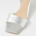 thumbnail image 3 of FSJ Women Ankle Strap Square Open Toe Pumps Strappy Clear Chunky Block Low Heeled Sandals Comfort Daily Work Party Dress Shoes Size 15 Silver, 3 of 4