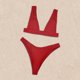 thumbnail image 3 of Gibobby Conjunto de Bikini para Mujer Traje de baño de bikini para mujer Traje de baño de bikini dividido de color sólido de reunión sexy europea y ameri(Rojo,M), 3 of 4