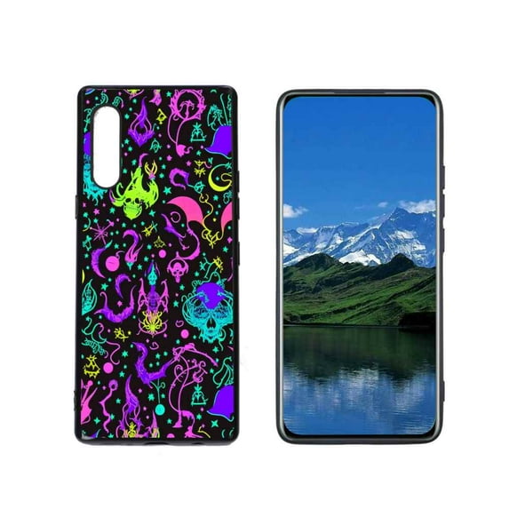 Horror-Black-Witchy-Neon-Skulls-4 Phone Case, Degined for LG Velvet 4G Case Men Women, Flexible Silicone Shockproof Case for LG Velvet 4G
