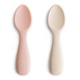 thumbnail image 1 of Mushie 2-Pack Silicone Toddler Starter Spoons - Blush/Shifting Sand, 1 of 2