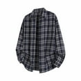 thumbnail image 2 of UVEASISHA Mens Plaid Casual Button Down Shirt Long Sleeve Lapel Gingham Shirts Regular Fit Fashion Shirt Jacket Fall Lightweight Shacket Navy 3XL, 2 of 9