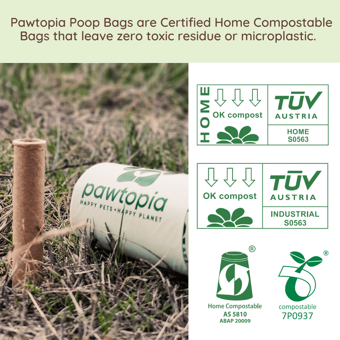 Pawtopia Certified Home Compostable Biodegradable Dog Poop Bags |  Cat Litter Bags (240 Bags, Green)