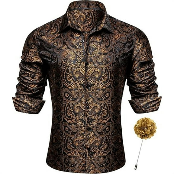 Shirts for Men Long Sleeve Button Down Party Vintage Slim Fit Tops Comfy Solid Color Trendy Stretchy Floral Printed Textured Men Dress Shirt
