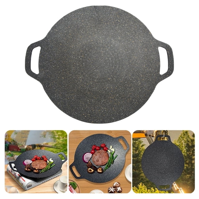 Sartén Parrilla Coreana Sartén de Aluminio Fundido A Presión Antiadherente con Asas Dobles para Cocinas de Gas de Llama Abierta Asar Freír Saltear Portátil Rápida ANGGREK Otros