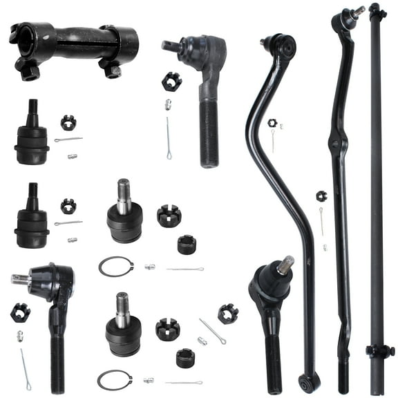 Detroit Axle - Front 11pc Suspension Kit for 1991-2001 Jeep Cherokee, 91-92 Comanche, Tie Rods Track Bar Adjusting Sleeves Ball Joints 1992 1993 1994 1995 1996 1997 1998 1999 2000 Replacement