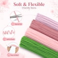 thumbnail image 3 of 400 Pcs Pink Pipe Cleaners Bulk Chenille Stems for DIY Flower Bouquet, Pipe Cleaner Flower Kit with Floral Wires, Gardening Tape, Stamens, Ribbon & Video Tutorial, 4 Pink Tones + Green, 3 of 7