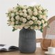 thumbnail image 1 of Flores Artificiales de Seda, 10 cabezas de Pintura al Óleo, Crisantemo y Hortensia, Blanco Marfil, 1 of 4