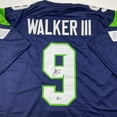 Autographed/Signed Walker Seattle Blue Football Jersey Beckett
