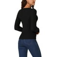 thumbnail image 3 of INSPIRE CHIC Women's Winter Long Sleeve Ribbed Knitted Tops Casual Cut Out Pullover Sweater S Black, 3 of 5
