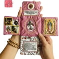 thumbnail image 1 of Bolsa de Oración Católica Hecha a Mano con Cruz Plateada, Santuario de Bolsillo de Tela para Viaje, 1 of 5