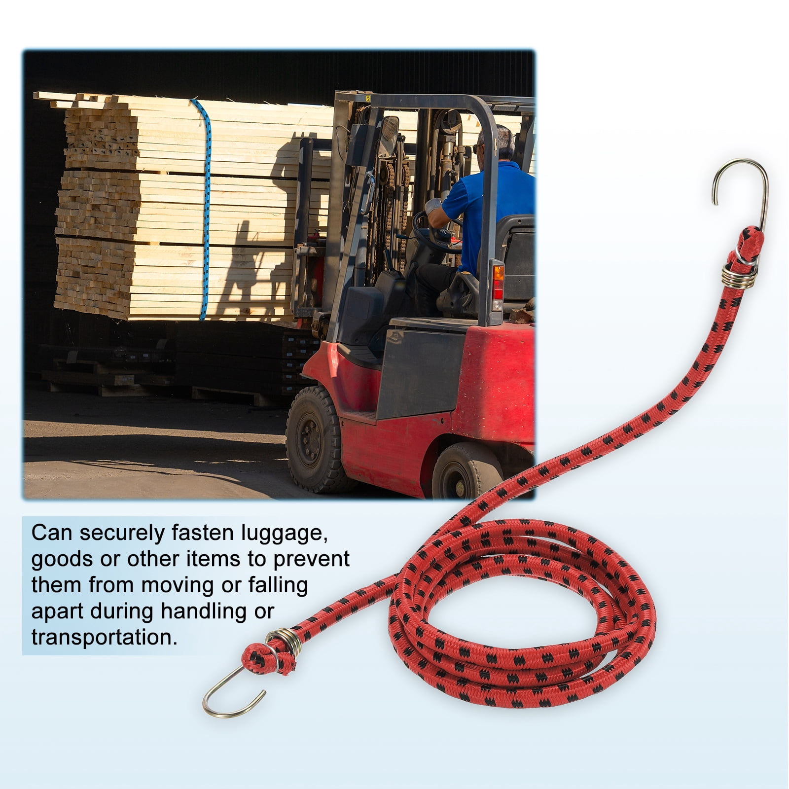 Uxcell 3/8" x 3.3ft Marine Grade Bungee Cord with Hooks, 4Pcs Rubber Heavy Duty Outdoor Elastic Straps Kayak Stretch String Rope for Securing Luggage Moving Cargo, Red