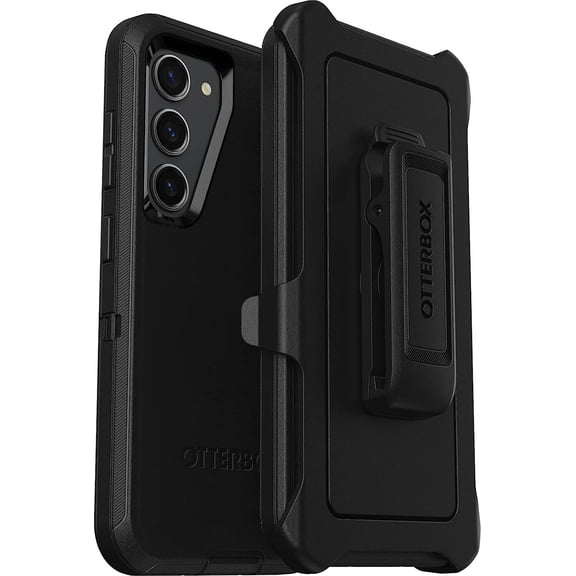 OtterBox Galaxy S23 Only - Defender Series Case - Black, Rugged & Durable - with Port Protection - Includes Holster Clip Kickstand - Non-Retail Packaging