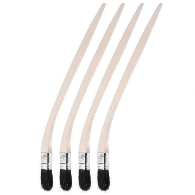Unique Bargains 16' Length 1' Width Bristle with Long Wood Handle Black Bent Radiator Paint Brush 4Pack