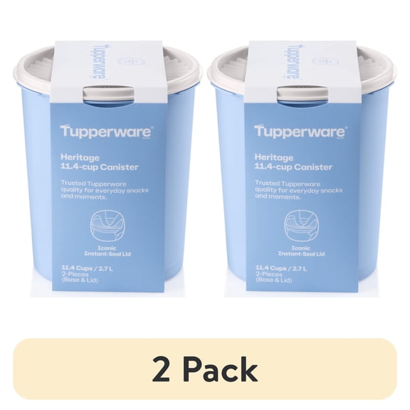 (2 pack) Tupperware Heritage 11.4-Cup Food Storage Canister with Lid, Blue