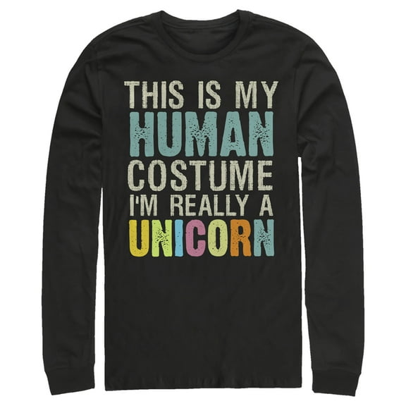 Men's Lost Gods Unicorn in Human Costume  Long Sleeve Shirt Black X Large