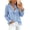 Blue, variant on Only Moment Button Down Shirts for Women Long Sleeve V Neck Plaid Blouse Polyester-Cotton Blend with Button Cuffs Dressy Casual Summer Outfits Early Fall Fashion Spring Clothes Blue,L