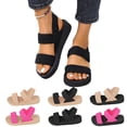thumbnail image 3 of Flat Sandals for Women 2026 Casual Comfortable Platform Open Toe Wedge Wide Width Elastic Ankle Strap Walking Sandals Women Outdoor Party Beach Vacation Shoes,Black,38, 3 of 5