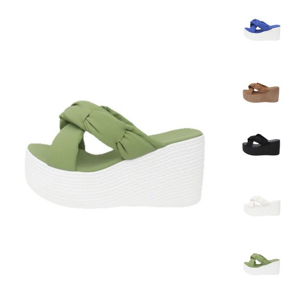 ATENAR Womens Sandals Solid Color Outdoor Women Sandals Comfortable Womens Shoes Green 7.5