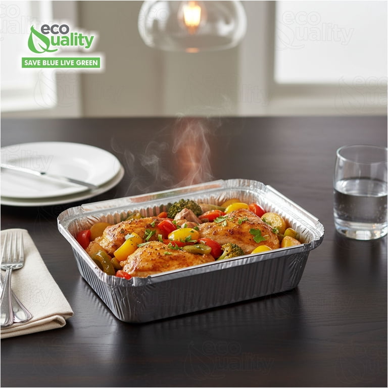 400 Pack] EcoQuality 1LB Oblong Take Out Foil Baking Pans - 705