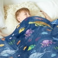 thumbnail image 3 of Ocean Animal Blanket Smooth Soft Starfish Shark Turtle Print Blanket Kid Baby for Sofa Chair Bed Office Travelling Camping 30x40 Inch, 3 of 6