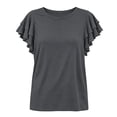 thumbnail image 7 of Admvng Womens Scoop Neck Casual Tops Ruffle Short Sleeve Summer Loose Fit Blouses, 7 of 7