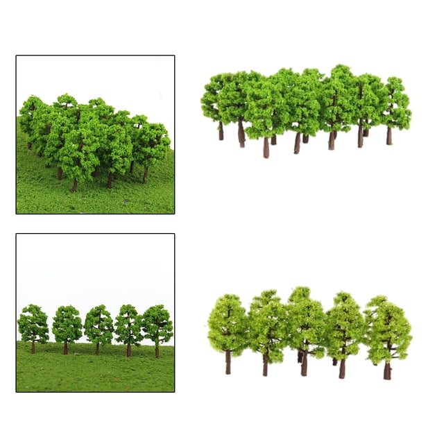 40x Modelo de plástico Tress Train Railroad Scenery 1: 150 de accesorios de color claro Hugo Árboles de modelos en miniatura