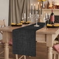 thumbnail image 2 of Black Burlap Texture Table Runner 70 Inches Long, Farmhouse Vintage Black Cotton Linen Table Runners Dresser Scarves, Decorative Fabric Tabletop Scarf Furniture Cover for Home Dinner Party 13"x70", 2 of 8