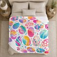 thumbnail image 5 of Abstract Hand-Painted Watercolor Egg Motif, Festive autumn celebration Scene, Warm Flannel Blanket for Living Room and Family Room, Art Lovers autumn celebration Gift, Festive Home Decor, 5 of 9