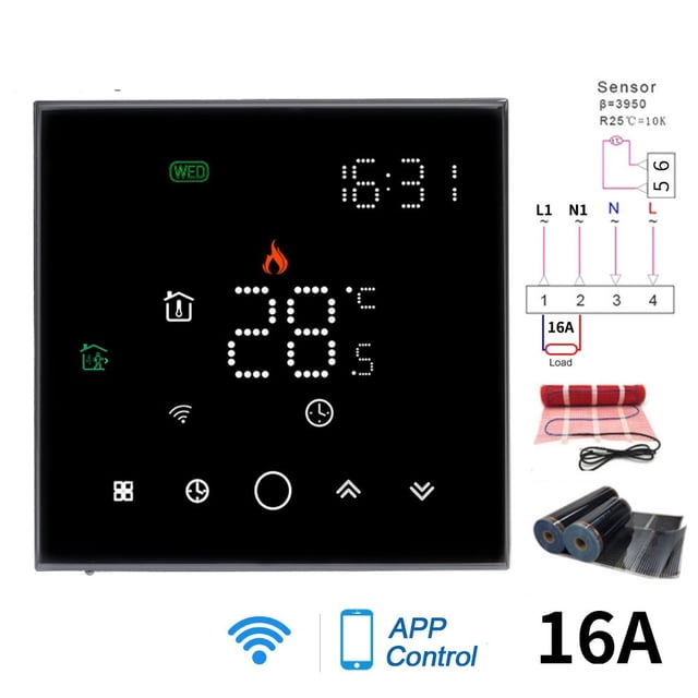 Thermostat Temperature Controller Setup For Water/Electric Floor Heating Water/Gas Boiler APP Remote Smart Wifi Wireless ,Easy to Install