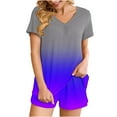 thumbnail image 2 of Summer Savings Clearance! Titcea Women's Pajama Sets Pleated Front V Neck Gradient Printed Short Sleeve Short Sets Loose Comfort Summer Casual Loungewear Sets, Gifts for Her, 2 of 6