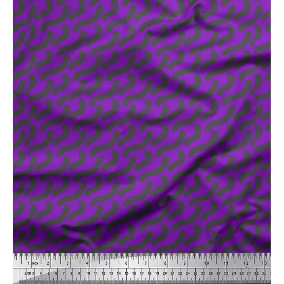 Soimoi Purple Poly Georgette Fabric Brush Stroke Abstract Print Fabric by the Yard 42 Inch Wide