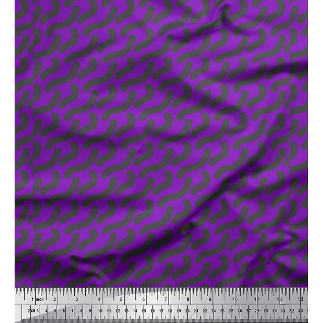 Soimoi Purple Modal Satin Fabric Brush Stroke Abstract Print Fabric by the Yard 42 Inch Wide