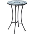 thumbnail image 1 of Mosaic Patio Table, Round Coffee Table with Metal Frame, Garden Furniture for Outdoor, Poolside, Blue, 1 of 7