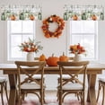 thumbnail image 5 of Fall Pumpkin Valances for Windows, 54 x 18in, Eucalyptus Leaves Flower White Wood Grain Rod Pocket Kitchen Valance Curtain Light Filtering Window Treatments for Living Room Bedroom, 1 Panel, 5 of 7